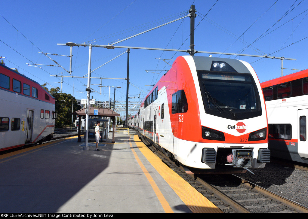 Caltrain # 136 arriving into the San Jose Diridon station heading to Tamien.